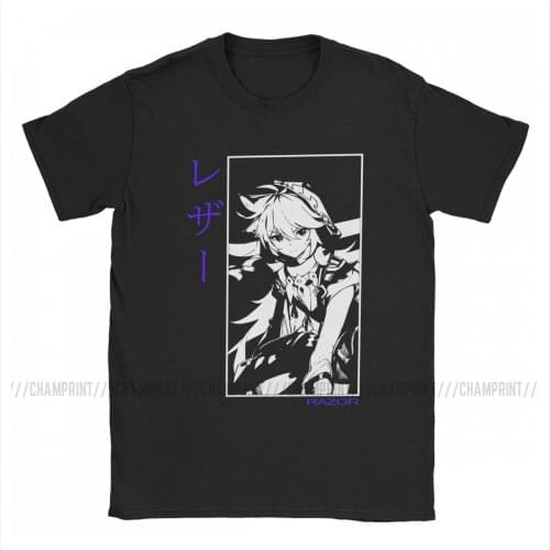 Mens T-Shirts Razor Genshin Impact Funny Cotton Tee Shirt Short Sleeve Anime Game T Shirt Round Neck Tops Big Size