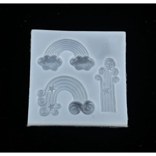 Doreen Box Silicone Resin Mold For Jewelry Making DIY Creative Rainbow White Cloud Tools 79mm(3 1/8") x 79mm(3 1/8"), 1 Piece