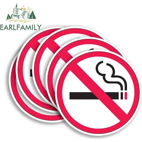 EARLFAMILY 13cm 5Pcs No Smoking Sign Car Assessoires Stickers Motorcycle Decal Auto Car Door Protector Funny RV JDM VAN