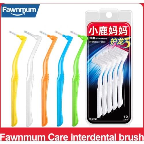Fawnmum 10Pcs Dental Adult Interdental Brush L-shape Interdental toothbrush Toothpicks Tooth Gum Cleaning Teeth Stick Oral Care