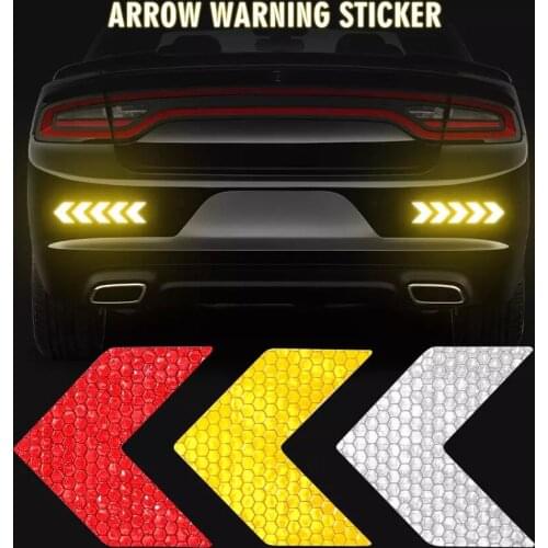 10 Pcs/Set Car Sticker Reflective Arrow Sign Tape Warning Safety Sticker For Car Bumper Trunk Reflector Hazard Tape Car Styling