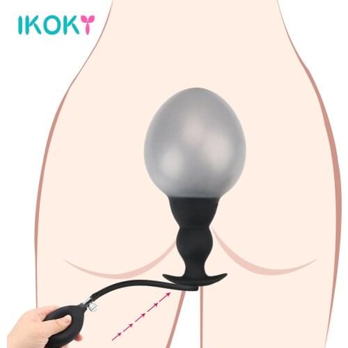 IKOKY Anal Beads Dilator Expandable Anal Plug Sex Toys For Women Men Gays Prostate massager Super Oversized Inflate Butt Plug