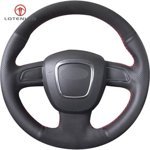 LQTENLEO Black Leather Suede DIY Car Steering Wheel Cover for Audi A3 2006-2013 A5 S5 2008-2012 S6 Q7 2007-2011 RS4 2007-2008