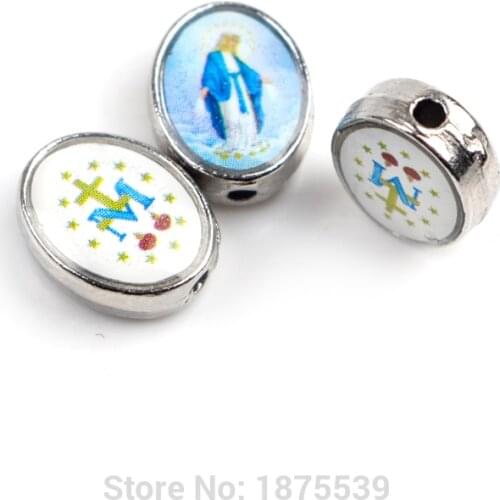 Fashion Oval Rosary Bead Zinc Alloy Color Mary Bead DIY Jewelry Making Necklace Accessory