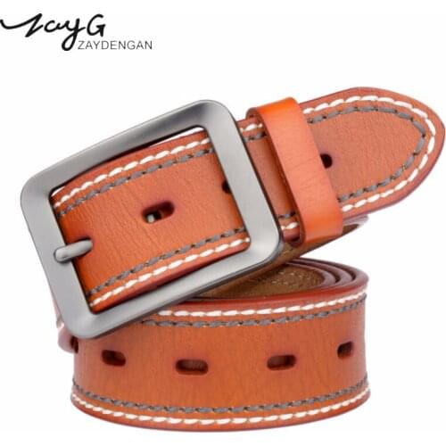 ZAYG Men Belt Leather Belts Mens Luxury fashion Male Genuine Leather Strap designer Pin Buckle Fancy Vintage Jeans Cintos