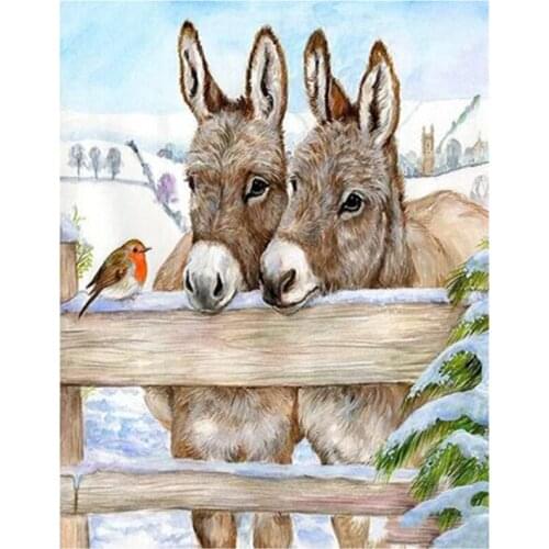 Full Square/Round Drill 5 DIY Animal Cartoon Diamond Painting Donkey Rhinestones Embroidery Cross Stitch Home Decor WG2191