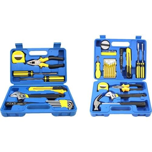 Hand Tool Set General Household Repair Hand Tool Kit With Plastic Toolbox Storage Case Wrench Screwdriver Knife