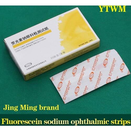 Jingming Brand Fluorescent Strip Fluorescein Sodium Ophthalmic Test Paper 10 Bags/box 1 Bag/bag