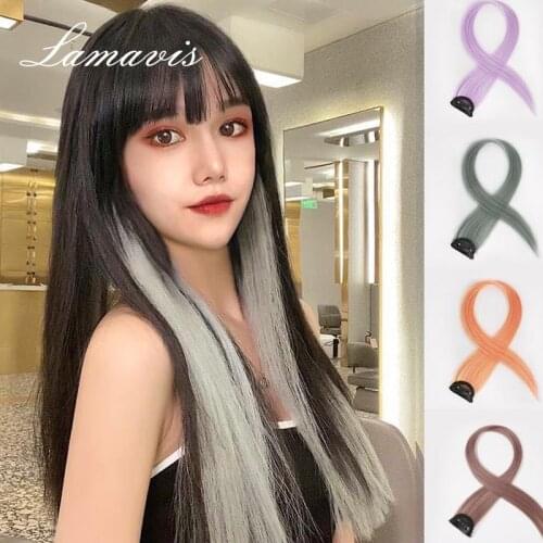 Fashion Dyed Wig Piece One Piece Simulation Hair Seamless Highlighting Color Hair Extension Small Piece Wig Female Long Hair