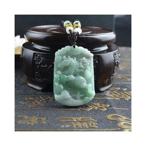 Natural Burmese jade A-level horse pendant, elegant jewelry, best gift for men and women
