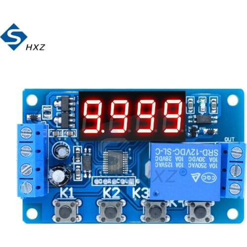YYC-2S Time Relay 4 Buttons 4 Digital Tube Red 12V Digital Display Delay Relay