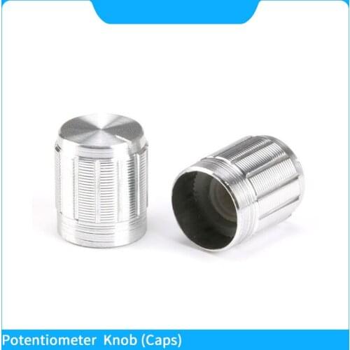 Potentiometer knobs Aluminum alloy Threaded Knurled Potentiometer Knobs Caps 6mm Shaft Hole