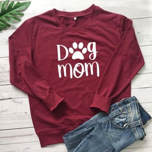 Dog Mom Paw 100%Cotton Sweatshirt Funny Women Long Sleeve Dog Lover Grunge Pullovers Cute Dog Mama Gift Sweatshirts Streetwear