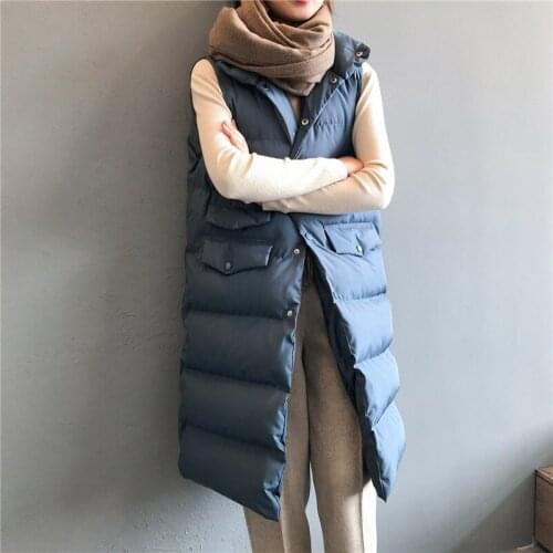 2020 Women Sleeveless Long Vests 3 Colors Autumn Winter Single Breasted Streetwear Warm Outwear Coat Female WaistCoat m825