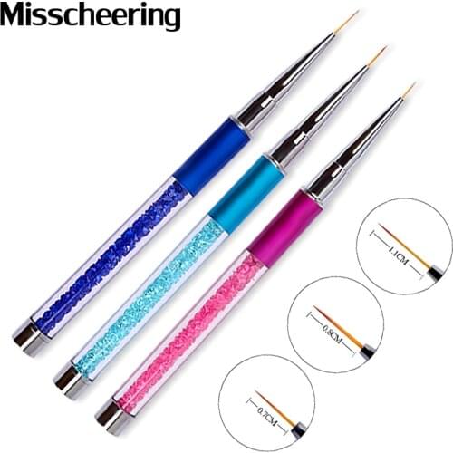 1pcs Rhinestones 4 colors Nail Art Brush Pen For Drawing Lines Painting Carving UV Gel Salon DIY Design Nail Decorations Tools