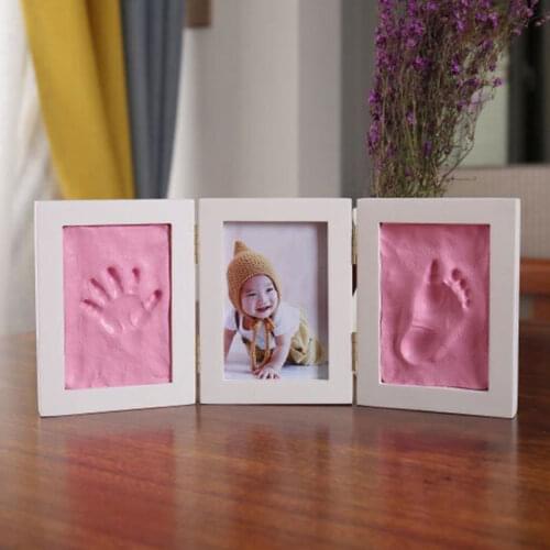 Cute Baby Photo Frame 3D DIY Handprint Imprint Air Drying Soft Clay Footprint Kids Casting Hand Inkpad Fingerprint