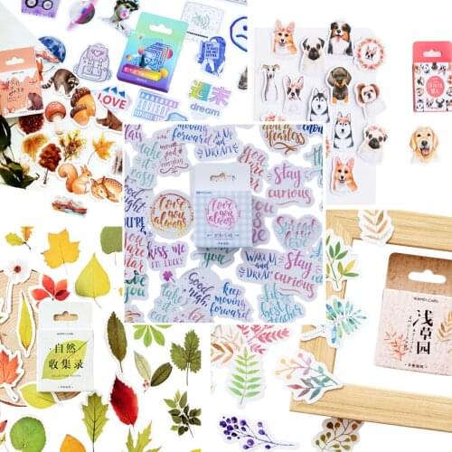 46pcs/pack Kawaii Creative Dogs Squirrel Stickers Paper Bird Weather Stickers Decoration Diary Scrapbooking School Supplies