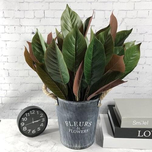 50CM 7fork Fake Magnolia Plants Leaf Tropical Plants Bouquet Wall Art Material DIY For Home Decor Dining Table Photography