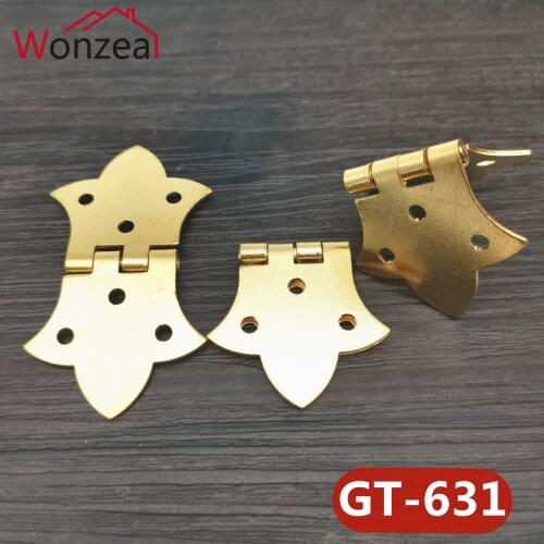 8pcs/lot Iron Golden Color Furniture Hinge 6 Holes Small Wooden Gift Box Hinge Wooden Hinge Box Connectors