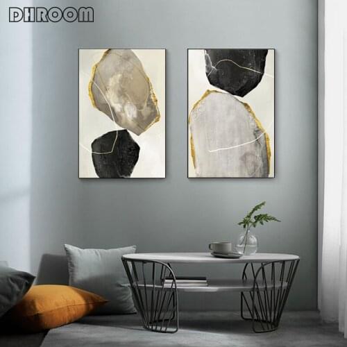 Abstract Geometric Canvas Poster Print Golden Color Block Wall Art Marble Wall Paintings Nordic Artwork Decorative Pictures