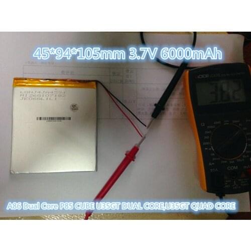 Best battery brand 45*94*105mm 3.7V 6000mAh Tablet update Battery For Tablet SmartQ T20 AMPE A86 Dual Core P85 U35GT DUAL C