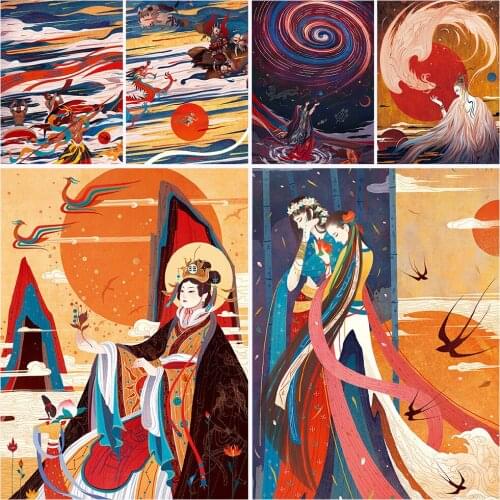 5D New Diamond Painting DIY Ghost and God Illustration Diamond Inlaid Embroidery Home Handmade Decoration Can Be Customized