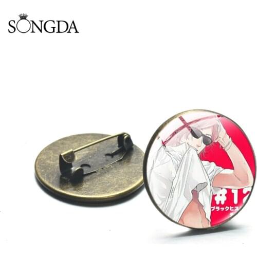 Anime Yarichin Club Cosplay Badges Fashion Printed Glass Cabochon Lapel Pins Button For Backpack Clothes Brooches Gift
