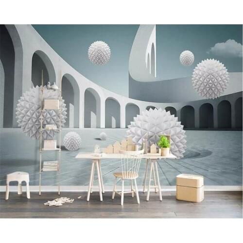 Beibehang Custom wallpaper 3D murals upscale European 3d stereo ball European architectural space living room TV background