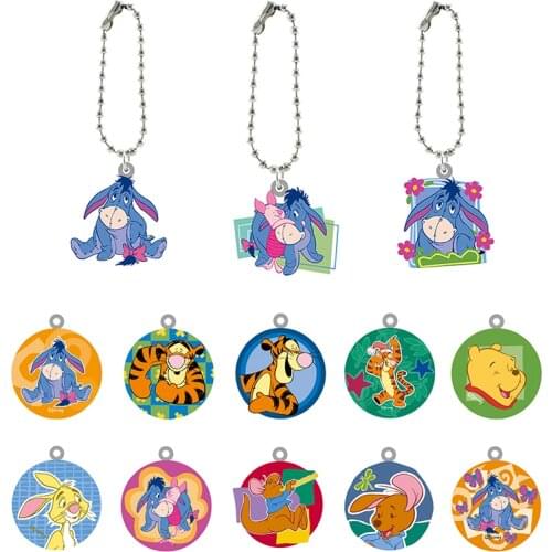 Disney Peel Jumping Tiger And Winnie The Pooh Animation Pattern Keychain Acrylic Fashion Fun Keychain Ornament