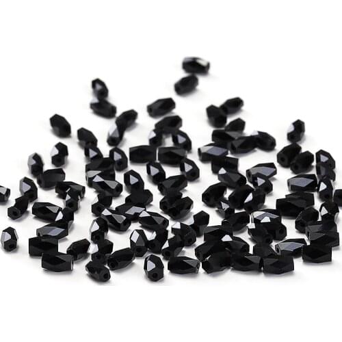 Black AB 50pcs 2*4mm Austria Crystal 18 Cutting Faces Loose Beads Cylinder Crystal Beads Charm Glass Loose Spacer Beads C-2