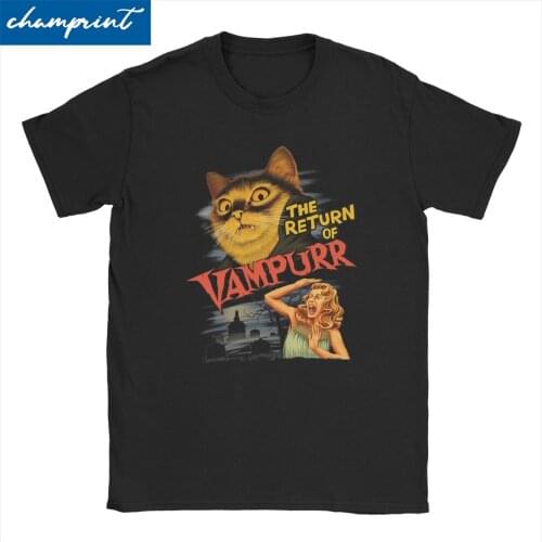 Men Women T-Shirt Cat The Return Of Vampurr Cotton Tee Shirt Short Sleeve Horror Halloween T Shirt Round Neck Clothing Plus Size