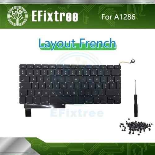 New Laptop A1286 Keyboard Layout French For Macbook Pro 15'' A1286 Keyboard+Backlight Backlit+Screws 2009-2012 Year