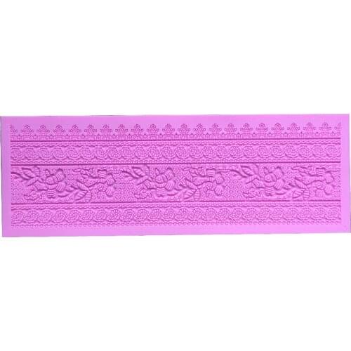 New Arrived Free Shipping Olive Branch Lace Cooking Tool Edge of Cake Silicone Impressing Mat Fondant Cake Mold Sugar Decorating
