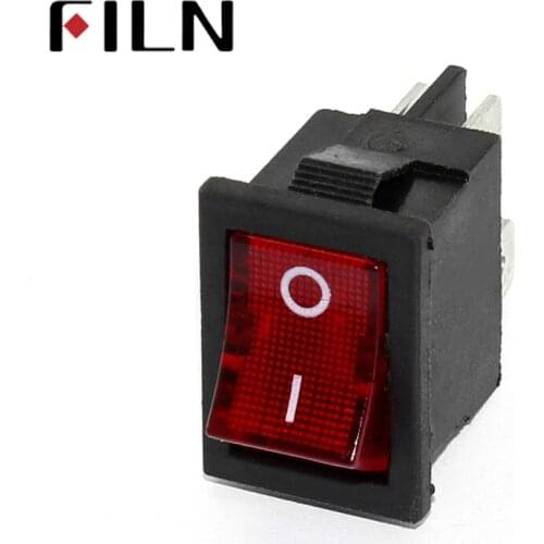 FILN KCD1 rocker switch 10A 250V 4 feet on -off mini power switches with led light