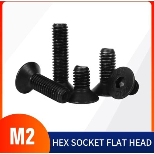 M2 M2.5 M3 M4 M5 M6 Alloy Steel Black Grade 12.9 Hexagon Hex Socket Flat Head Countersunk Screw