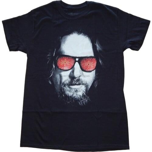 Hybrid The Big Lebowski Dude Rug Glasses Mens Black T-Shirt summer o neck teefree shipping cheap teeHip Hop Tee Shirt