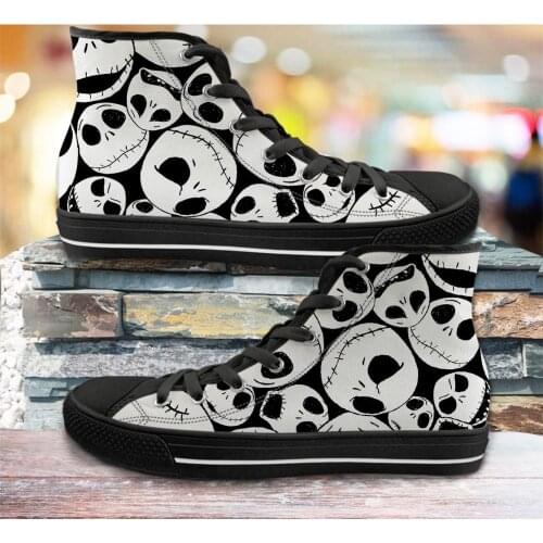 Men Canvas Shoes the Nightmare Before Christmas 3D Printing High Top Male Spring/Autumn Footwear Casual Sneakers Free Drop Ship