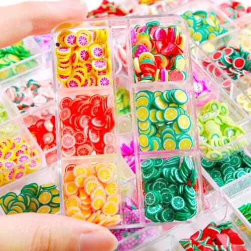 6 Grids Crystal Nail Art Set Fruit Soft Pottery Pieces Multicolor Flat Back Shiny Nail Jewelry for Nail Art DIY Crafts Drop Ship