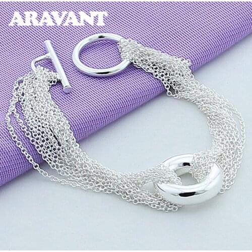 New Fashion Multi Layer Tassel Chain Link Bracelets 925 Jewelry Bracelet Silver Plated Jewelry Accessories