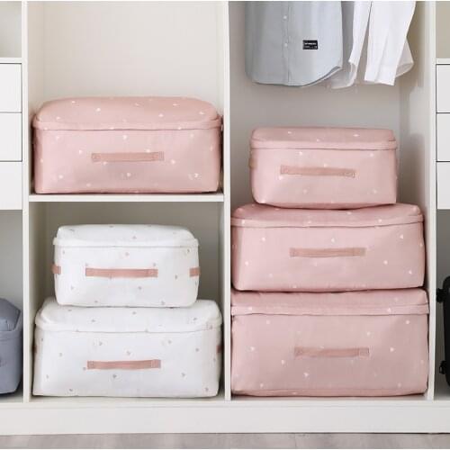 Korean Style Clothes Quilts Organizer Oxford Fabric Clothes Bedding Storage Bag Closet Organizer Cube For Pillow Quilt Blankets