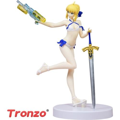Tronzo Original FURYU Fate Grand Order FGO Saber Altria Pendragon Swimsuit PVC Action Figure Qute Doll Model Toys