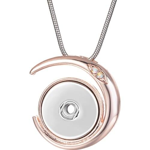 10pcs/lot Ginger Snap Necklace Pendant Moon Sun fit for 18mm Snap Button with 50cm Stainless Steel Chain Gift NN-754*10