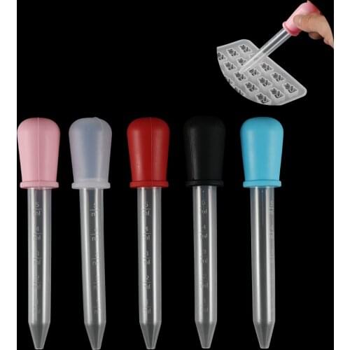 2/5pcs 5ml Clear Silicone Dropper Graduated Pipette Liquid Food Dropper for Epoxy Resin Candy Molds Jewelry Making Tools