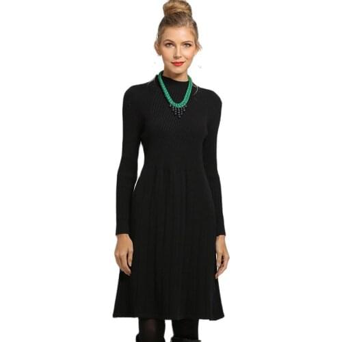 XIKOI Women Dress Vintage Women Winter Sweater Knit Turtleneck Warm Long Sleeve A-Line Sexy Casual Dress