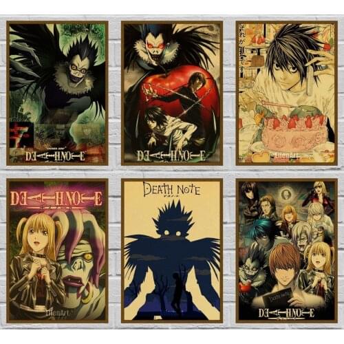 Classic Anime Death Note Posters Retro Kraft Paper Poster and Prints Bar Room Painting Art Wall Sticker Picture 42X30cm