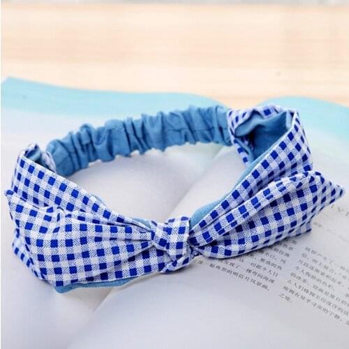 New Fashion Rabbit Ear Plaid Hair Bands Top Knot Striped Headband Girls Cross Bow Headwear for Women Hair Accessorie