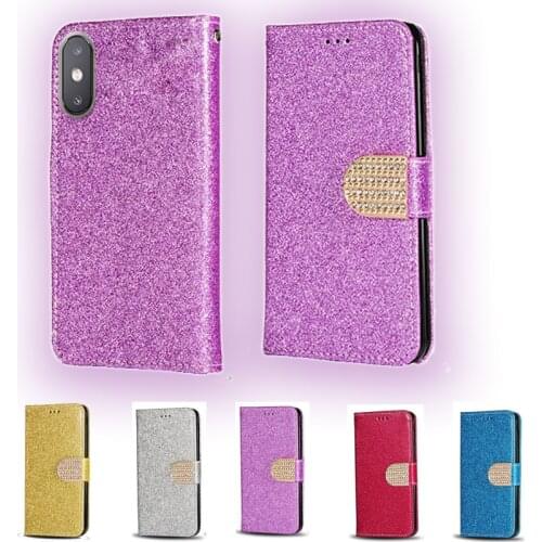 Luxury Glitter Diamond Flip Leather Wallet Phone Case For Xiaomi Mi 8 Pro Phone stand function cover with card slot