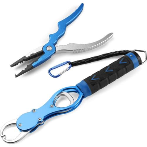 Aluminum Alloy Fishing Pliers Grip With weighing Fish Grip Lip Clamp Grabber Hook Remover Cutter Fishing Braid Line Scissors