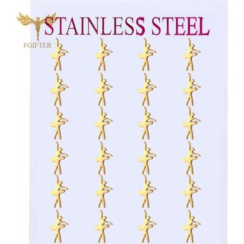 Golden Dancer Ballet Earrings Classical Elegant Womens Stud Earrings Piercing Ear Piercing Stainless Steel Jewelry Wholesale