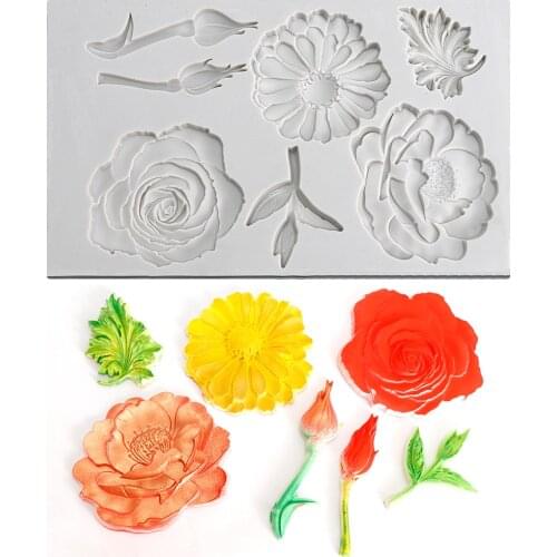 18 styles Relief Leaf Flower Mold Silicone Fondant Cake Decorating Tools Chocolate Baking Mould 3D Resin Clay Homemade Bakeware